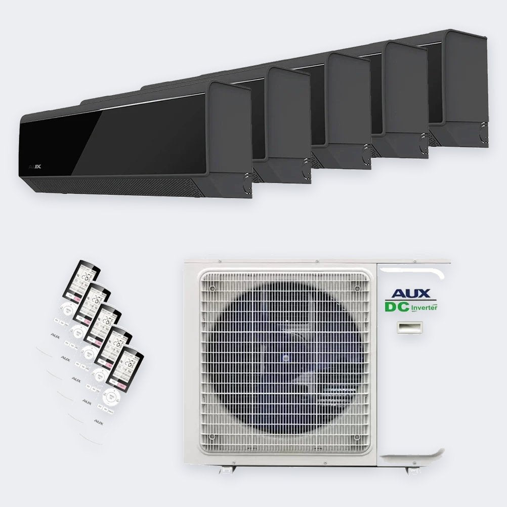 Aux 5-fach-Multisplit C-Serie Onyx Black M5-42LCLH – 12,0 kW / 42.000 BTU – 5 Innengeräte 3× 2,5 + 2× 3,5 kW – A++ – mit WLAN