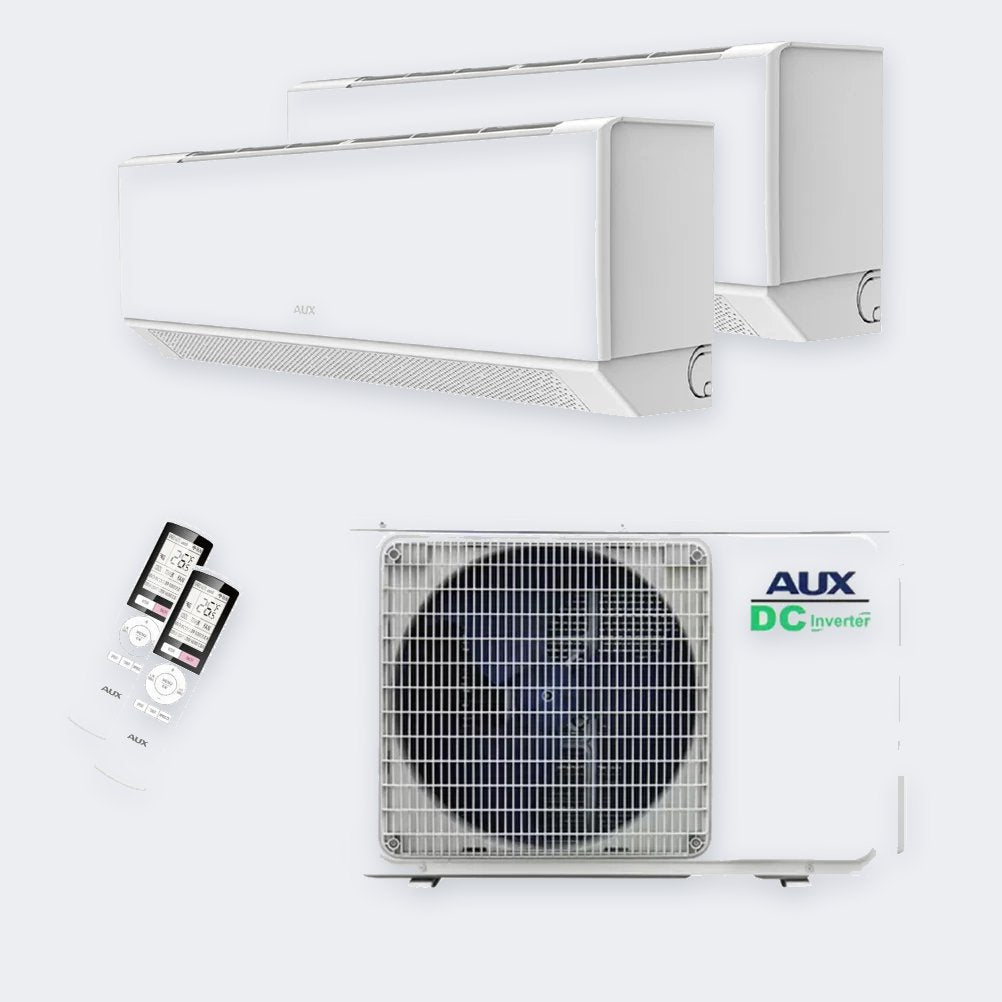 Aux Duo-Split C-Serie Deluxe – 6,0 kW / 21.000 BTU – Innengeräte 5,0 + 3,5 kW – A++ – R32 – mit WLAN