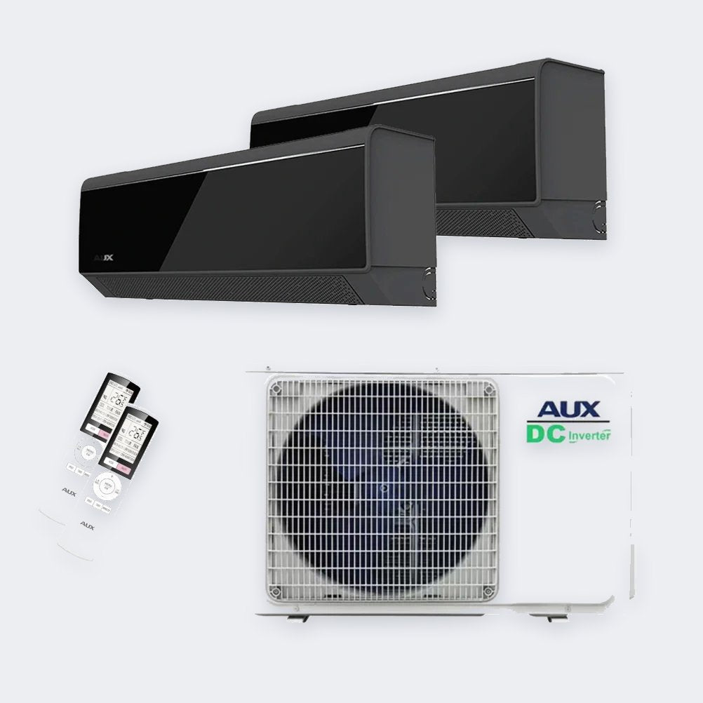 Aux Duo-Split C-Serie Onyx Black – 5,3 kW / 18.000 BTU – Innengeräte 2,5 + 3,5 kW – A++ – R32 – mit WLAN