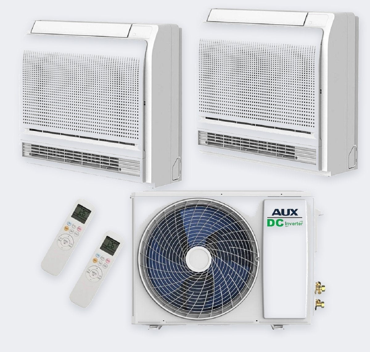 Aux Duo-Split M3-21LCLH – 6,0 kW / 21.000 BTU – 2× Bodenkonsole 3,5 kW – A++ – R32 – mit WLAN