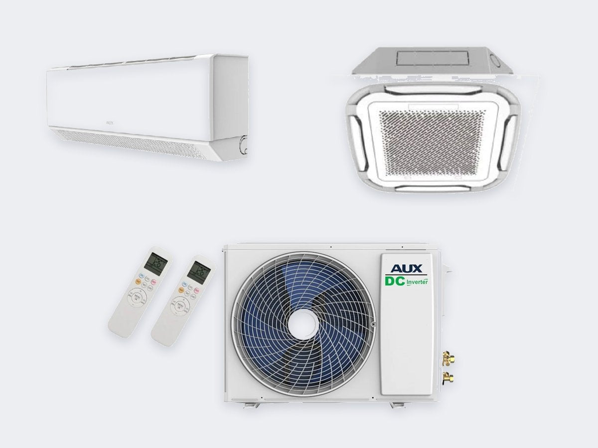 Aux Duo-Split M3-21LCLH – 6,0 kW / 21.000 BTU – Deckenkassette 3,5 kW + Wandgerät 3,5 kW – mit WLAN