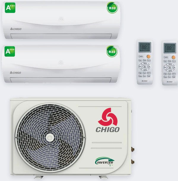 Chigo Duo-Split – 5,0 kW / 18.000 BTU – Innengeräte 2,5 + 3,5 kW – mit WLAN