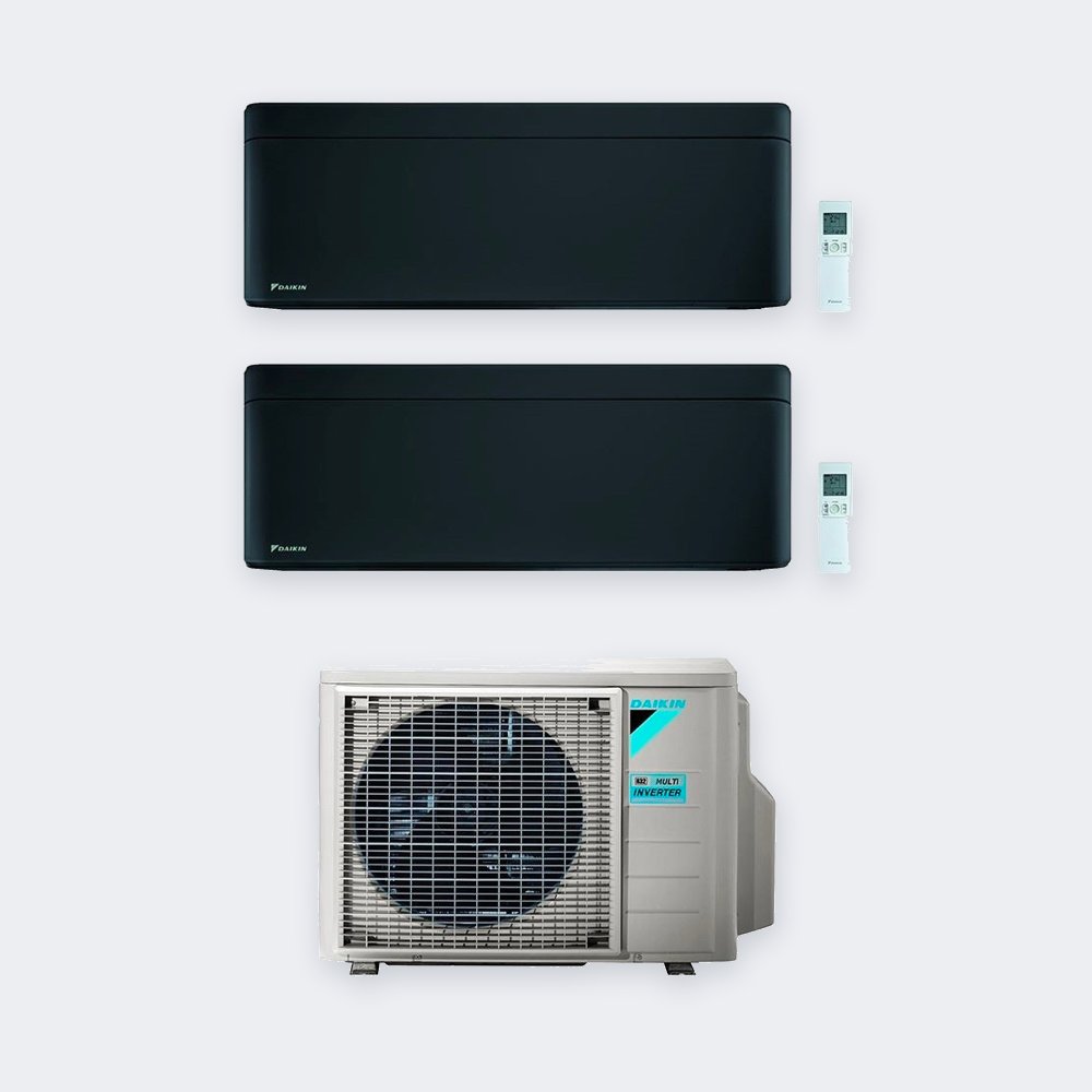 Daikin Duo-Split Stylish 2MXM50 – 5,0 kW / 18.000 BTU – Innengeräte 3,5 (FTXA35BB) + 2,5 kW (FTXA25BB) schwarz – A++ – mit WLAN