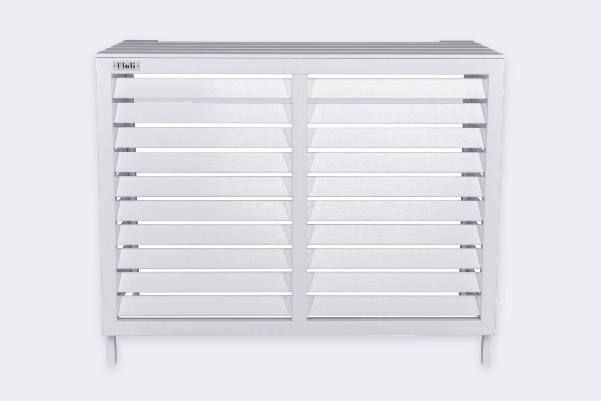Floli Kunststoff Außengerät-Verkleidung Holzoptik – Weiß (One Size)