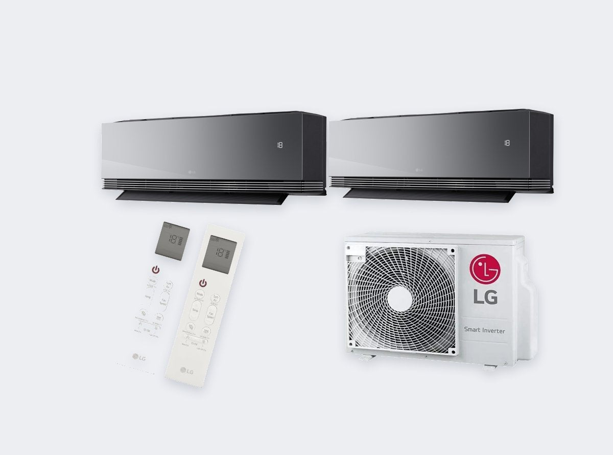 LG Duo-Split Artcool MU2R15 – 4,1 kW / 14.000 BTU – 2× 2,5 kW Innengeräte Artcool Black (AC09BK) – A++ – mit WLAN