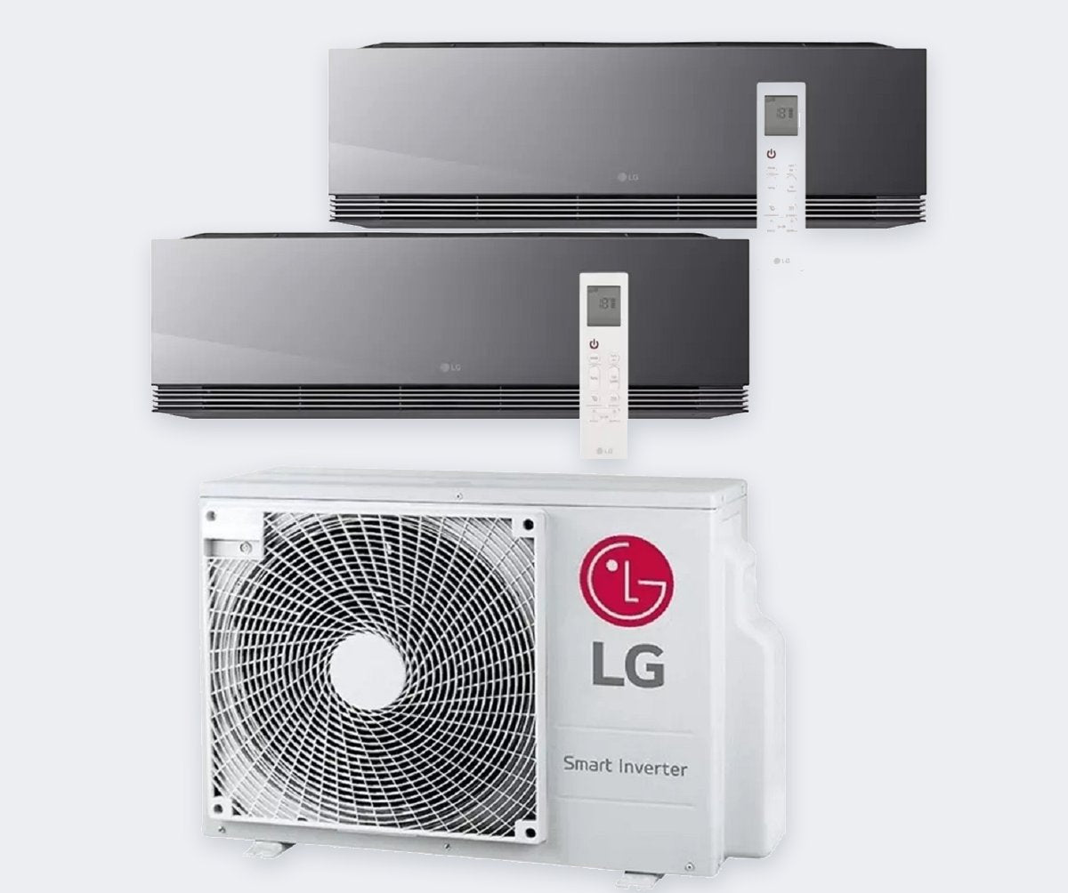 LG Duo-Split Artcool MU3R21 – 6,3 kW / 21.000 BTU – Innengeräte 3,5 (AA12SP) + 5,0 kW (AA18SP) schwarz – mit WLAN