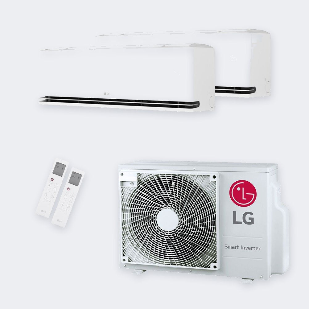 LG Duo-Split Dualcool MU2R17 – 4,7 kW / 16.000 BTU – Innengeräte 2,5 (H09S1DA) + 3,5 kW (H12S1DA) – A+++ – mit WLAN