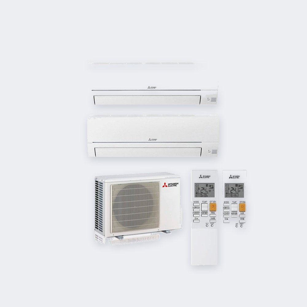 Mitsubishi Electric Duo-Split 2HA50VF – 5,0 kW / 18.000 BTU – 2× 3,5 kW Innengeräte (MSZ-HR35VFK) – mit WLAN