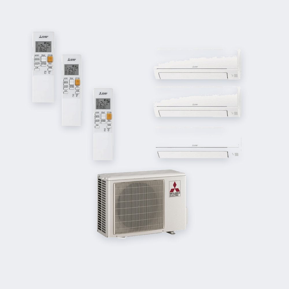 Mitsubishi Electric Triple-Split MXZ-3HA50VF – 5,0 kW / 18.000 BTU – 3× 2,5 kW Innengeräte (HR25VFK) – mit WLAN