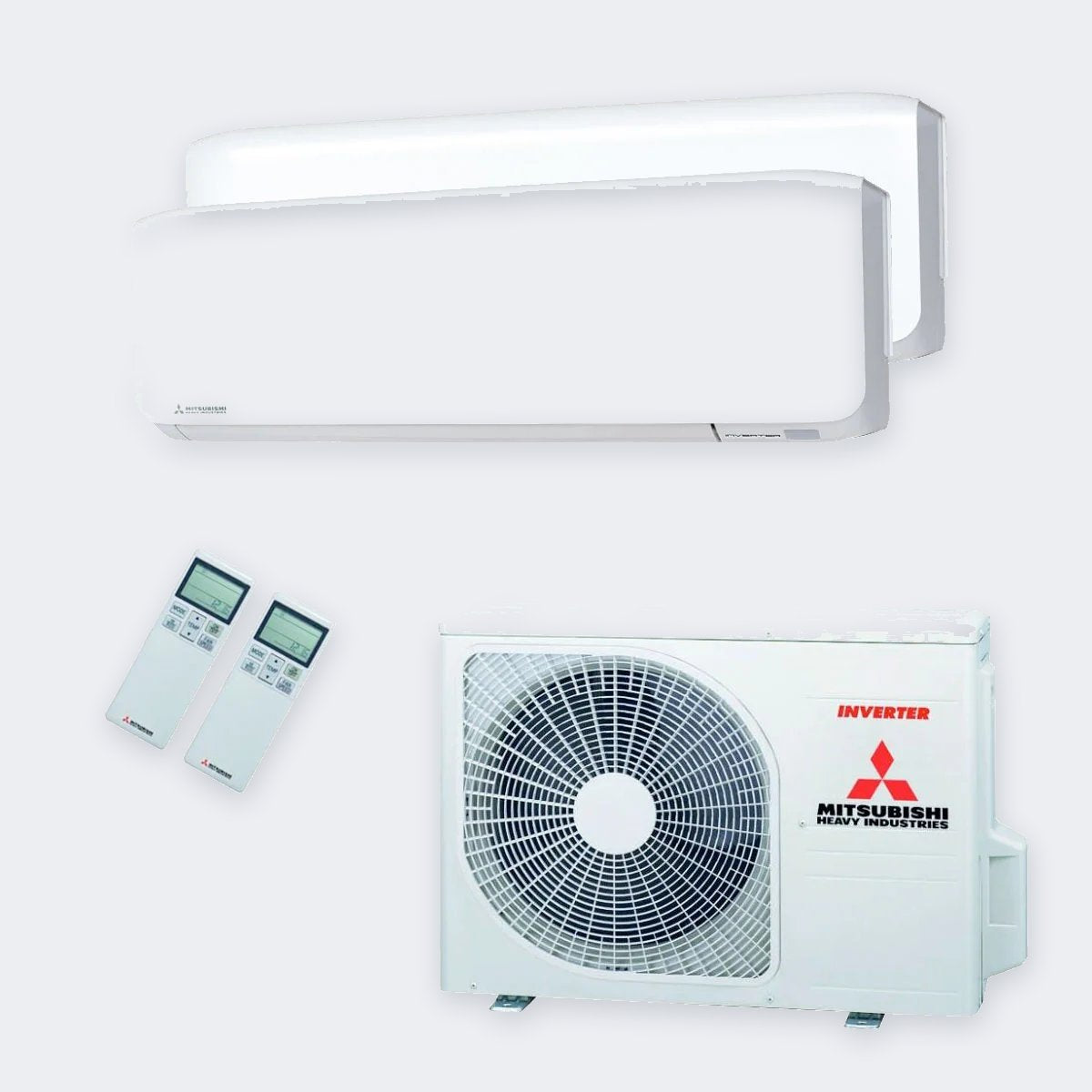 Mitsubishi Heavy Industries Duo-Split SCM71ZS-W – 7,1 kW / 24.000 BTU – Innengeräte 3,5 (SRK35ZS-WF) + 5,0 kW (SRK50ZS-WF) – A++ – mit WLAN