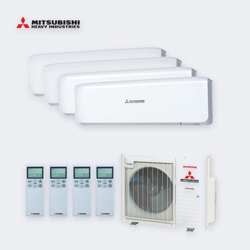 Mitsubishi Heavy Industries Quattro-Split SCM80ZS-W – 8,0 kW / 27.000 BTU – Innengeräte 3× 2,5 (SRK25ZS-W) + 3,5 kW (SRK35ZS-W) – 230 V