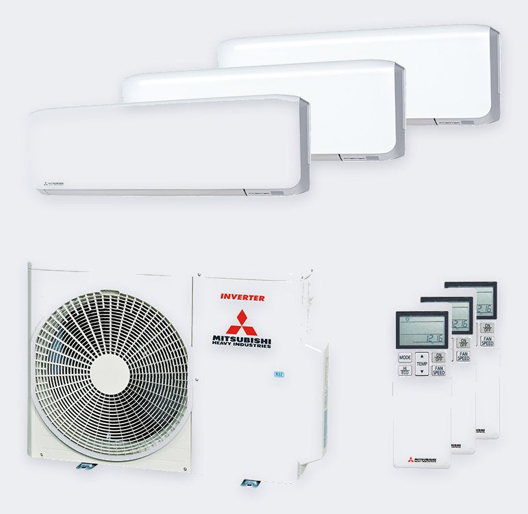 Mitsubishi Heavy Industries Triple-Split SCM71ZS-W – 7,1 kW / 24.000 BTU – 3× 2,5 kW Innengeräte (SRK25ZS-WF) – 230 V – mit WLAN